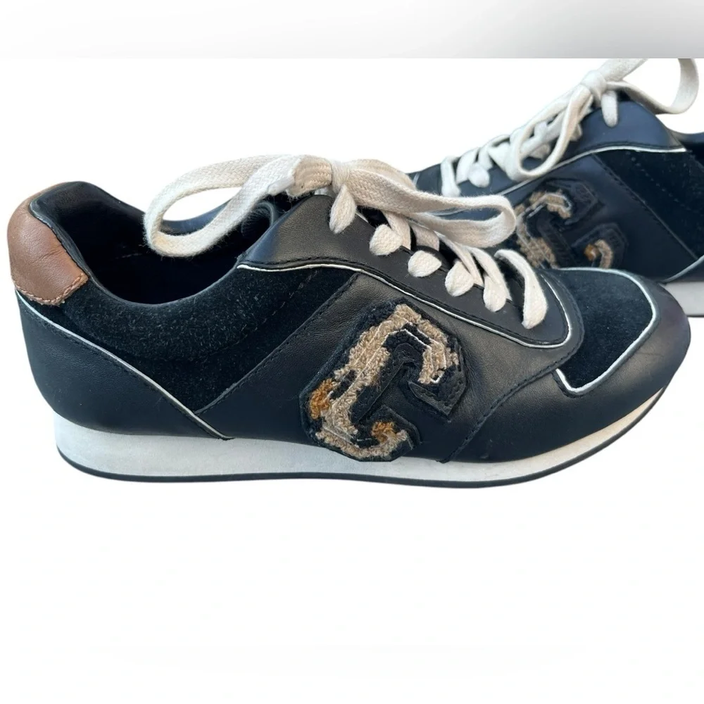 NEW- Coach Rebecca Varsity Black Suede Lace up Sneakers - Picture 3 of 14